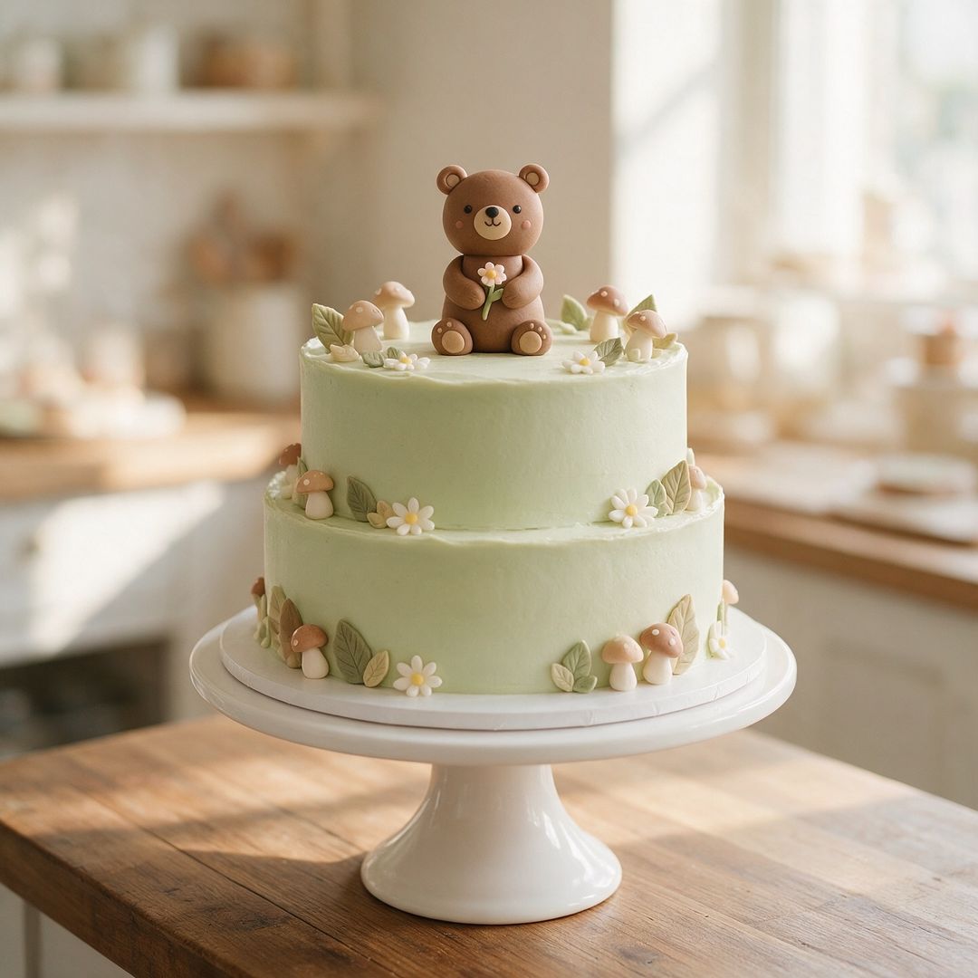 Woodland Bear Fondant Cake (7-inch)
