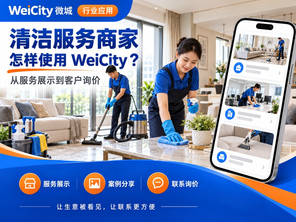 13 清洁服务商家怎样使用 WeiCity?从服务展示到客户询价