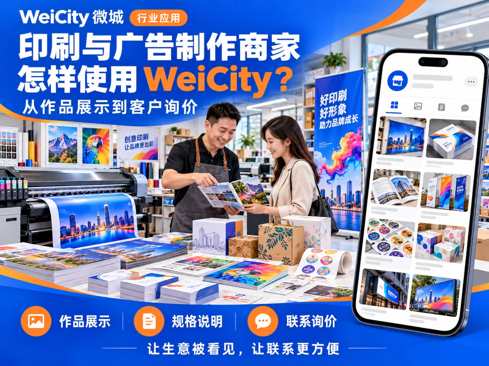 12 印刷与广告制作商家怎样使用 WeiCity?从作品展示到客户询价