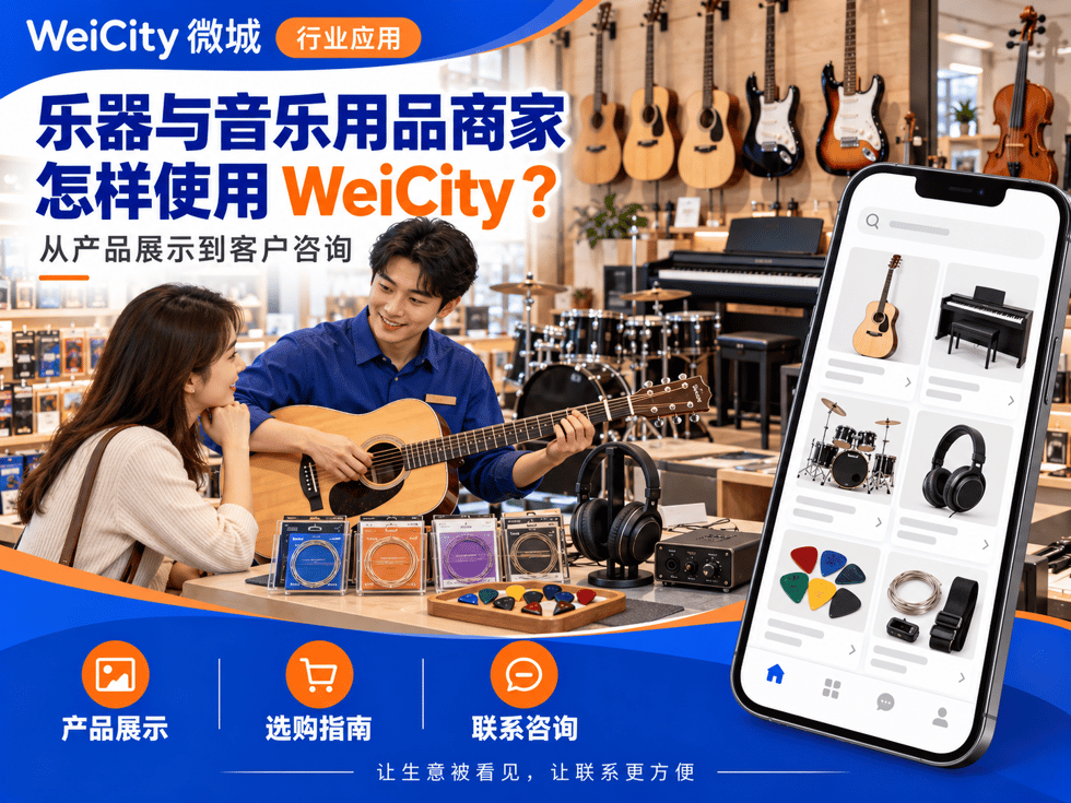 34 乐器与音乐用品商家怎样使用 WeiCity?从产品展示到客户咨询
