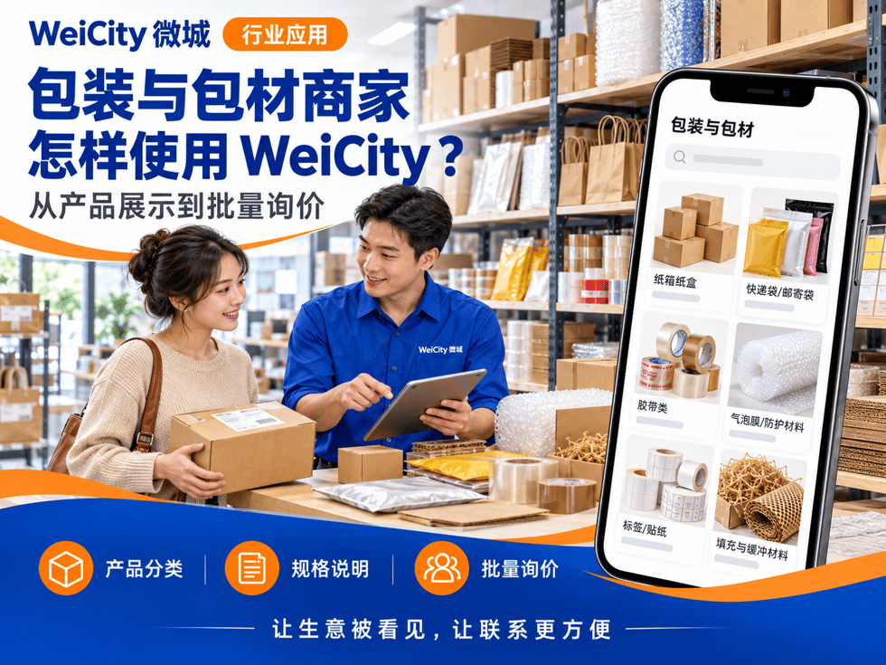 39 包装材料与打包用品商家怎样使用 WeiCity?从规格展示到客户采购