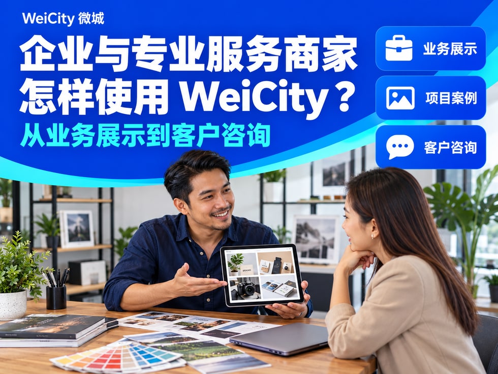 10 企业与专业服务商家怎样使用 WeiCity?从业务展示到客户咨询