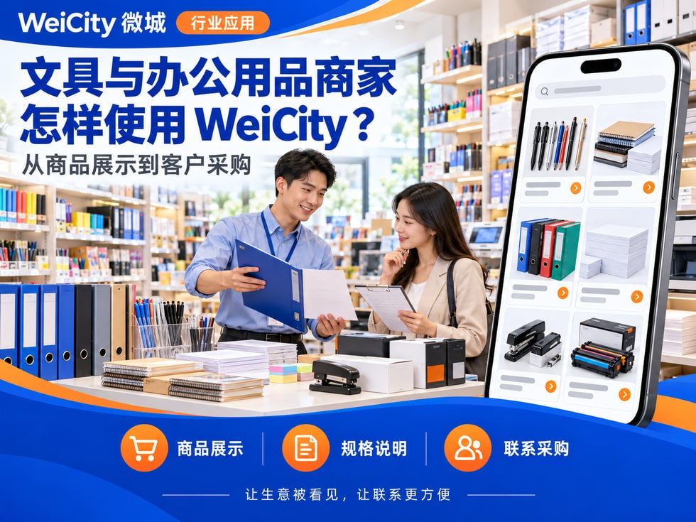 27 文具与办公用品商家怎样使用 WeiCity?从商品展示到客户采购