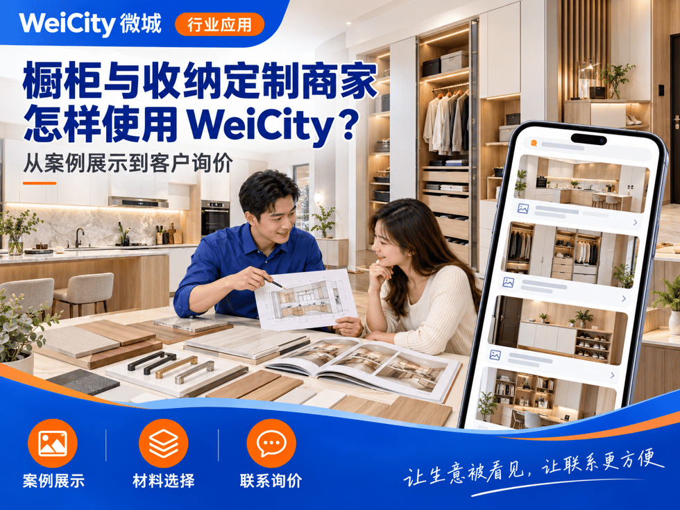 37 橱柜与收纳定制商家怎样使用 WeiCity？从案例展示到客户询价