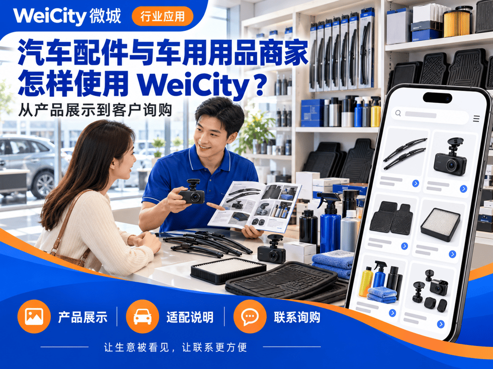 38 汽车配件与车用用品商家怎样使用 WeiCity?从产品展示到客户询购