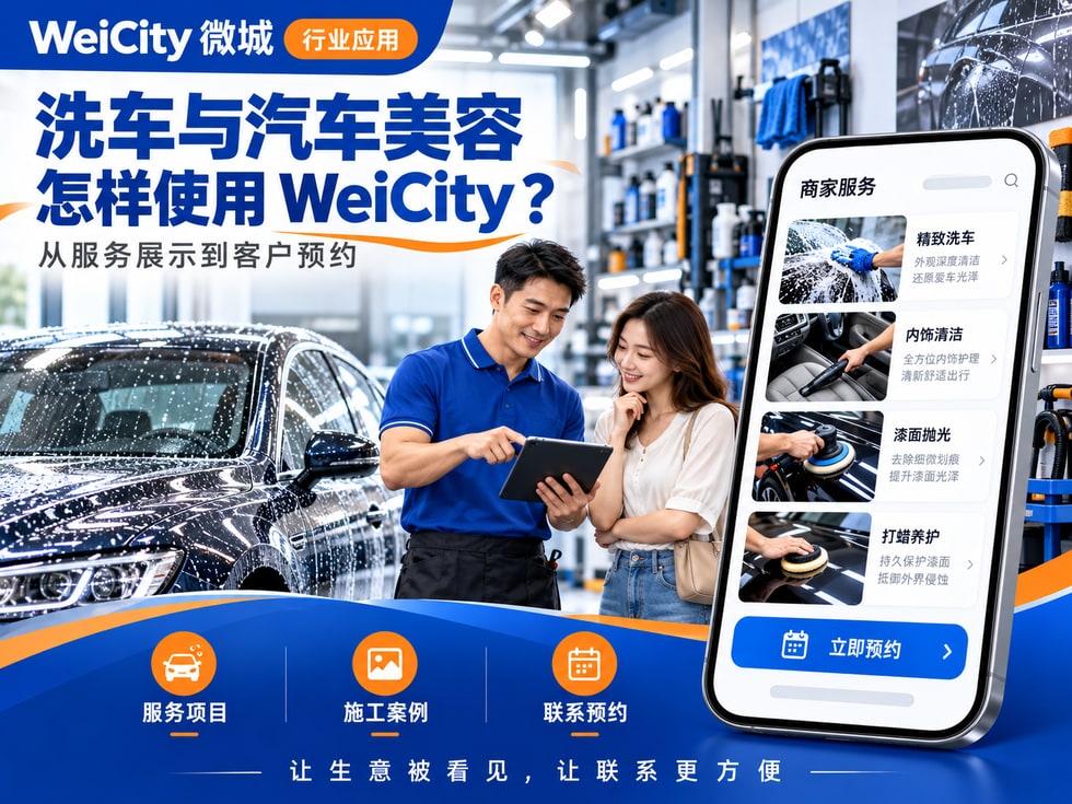 46 洗车与汽车美容商家怎样使用 WeiCity?从服务展示到客户预约
