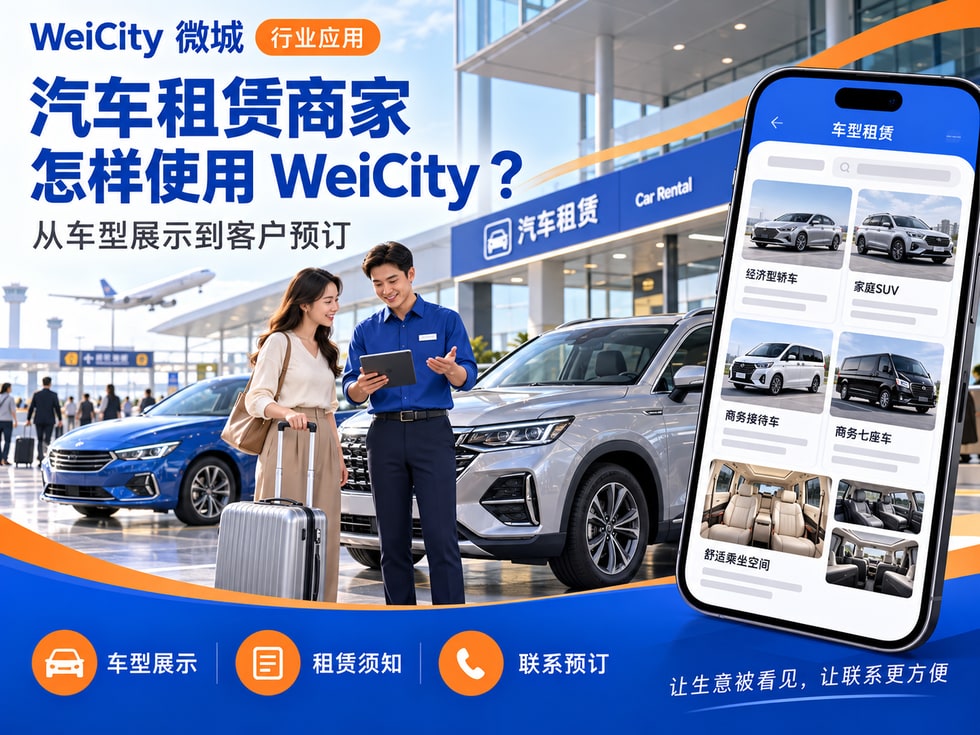 59 汽车租赁商家怎样使用 WeiCity？从车型展示到客户预订