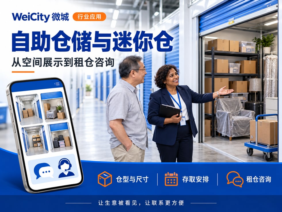 81 自助仓储与迷你仓商家怎样使用 WeiCity?从空间展示到租仓咨询