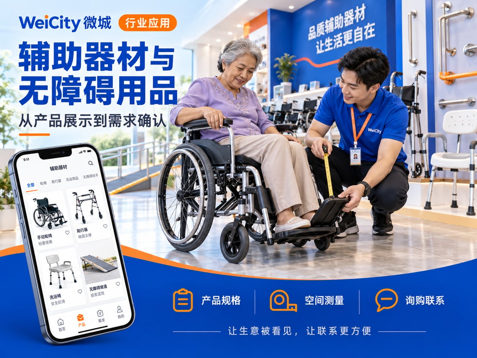 89 康复辅助器材与无障碍用品商家怎样使用 WeiCity？从产品展示到需求确认