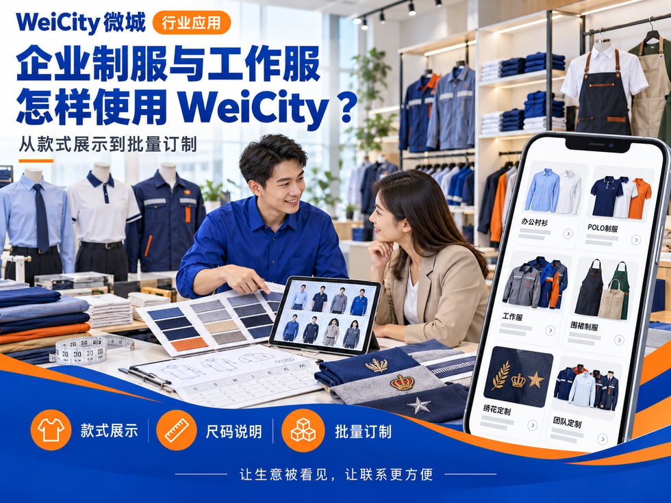 72 企业制服与工作服商家怎样使用 WeiCity？从款式展示到批量订制