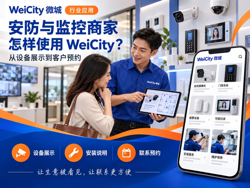 62 安防与监控商家怎样使用 WeiCity?从设备展示到客户预约
