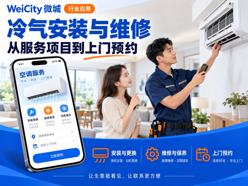 74 冷气安装与维修商家怎样使用 WeiCity？从服务项目到上门预约