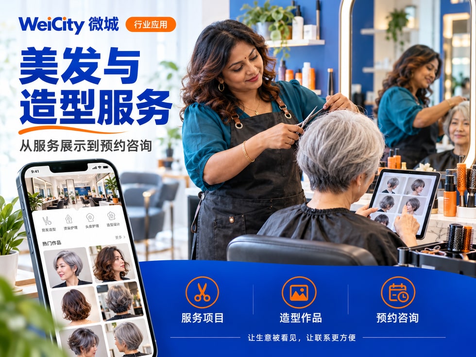 85 美发与造型商家怎样使用 WeiCity？从服务展示到预约咨询