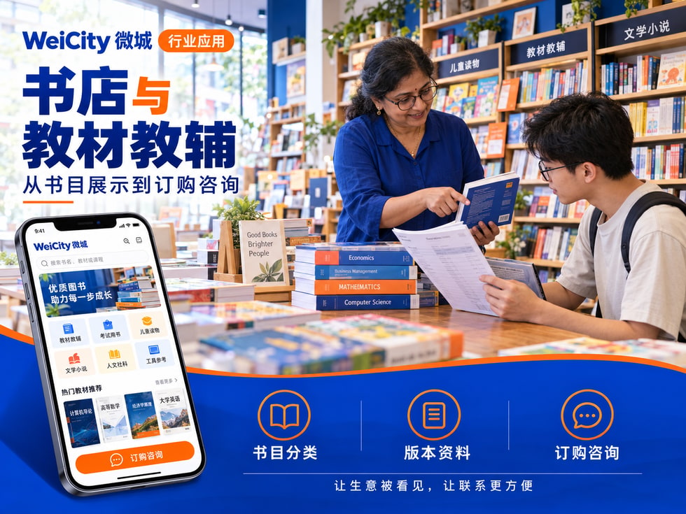 91 书店与教材教辅商家怎样使用 WeiCity?从书目展示到订购咨询