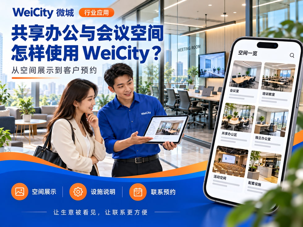 60 共享办公与会议空间怎样使用 WeiCity?从空间展示到客户预约