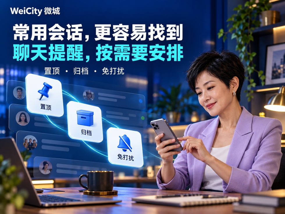 10 WeiCity 会话置顶、归档与免打扰：聊天列表整理指南