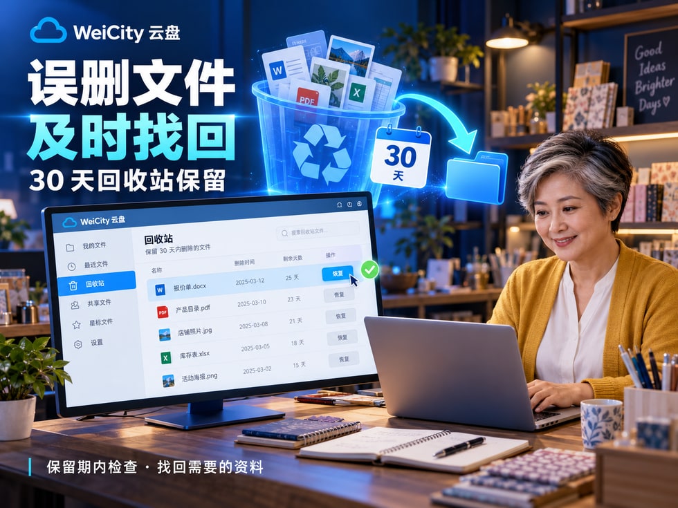 12 云盘文件误删怎么恢复？30 天回收站使用说明｜WeiCity 云盘