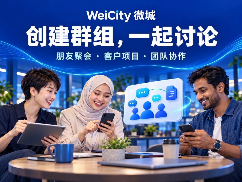 3 WeiCity 群聊怎么用?创建群组,让朋友、客户与团队集中交流