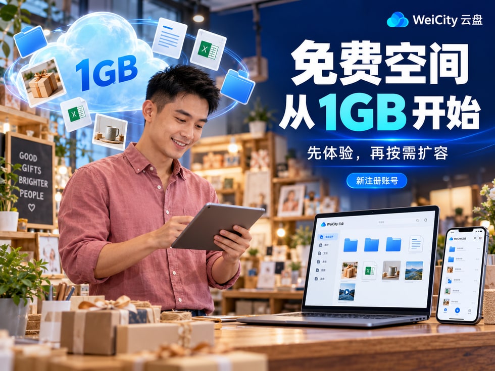 13 WeiCity 免费云盘有多少空间？1GB 免费容量与功能介绍