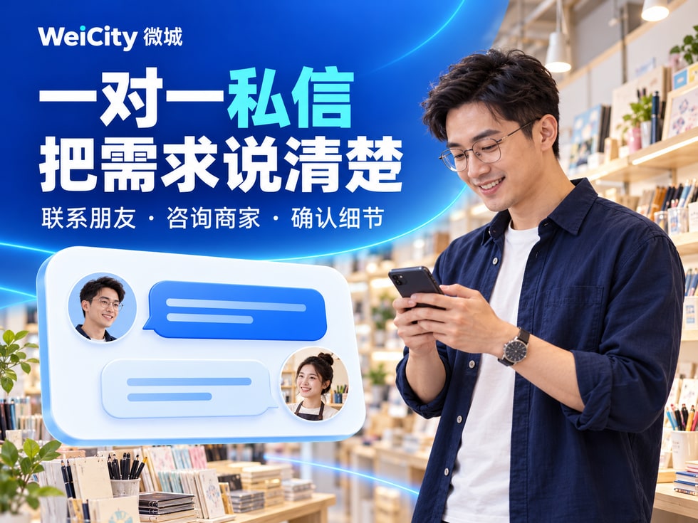 2 WeiCity 私信怎么用？与朋友、联系人和商家展开一对一沟通