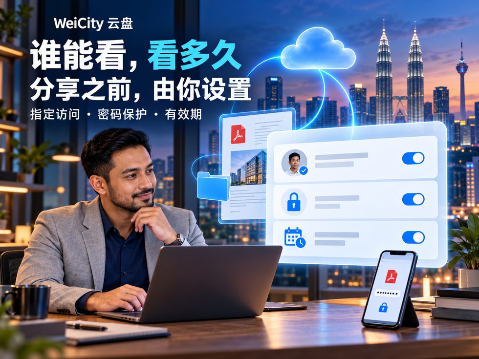 2 云盘文件怎样设置密码、有效期与指定人访问?WeiCity 分享指南