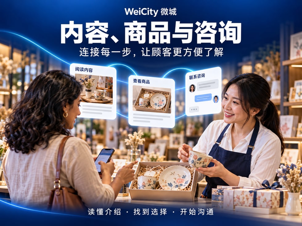 7 WeiCity 商家频道怎样连接内容、商品与顾客咨询？