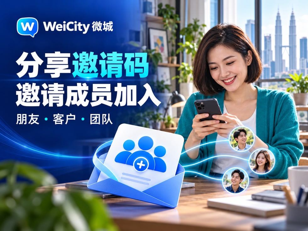 4 WeiCity 群组邀请码怎么用?邀请朋友、客户与团队加入讨论