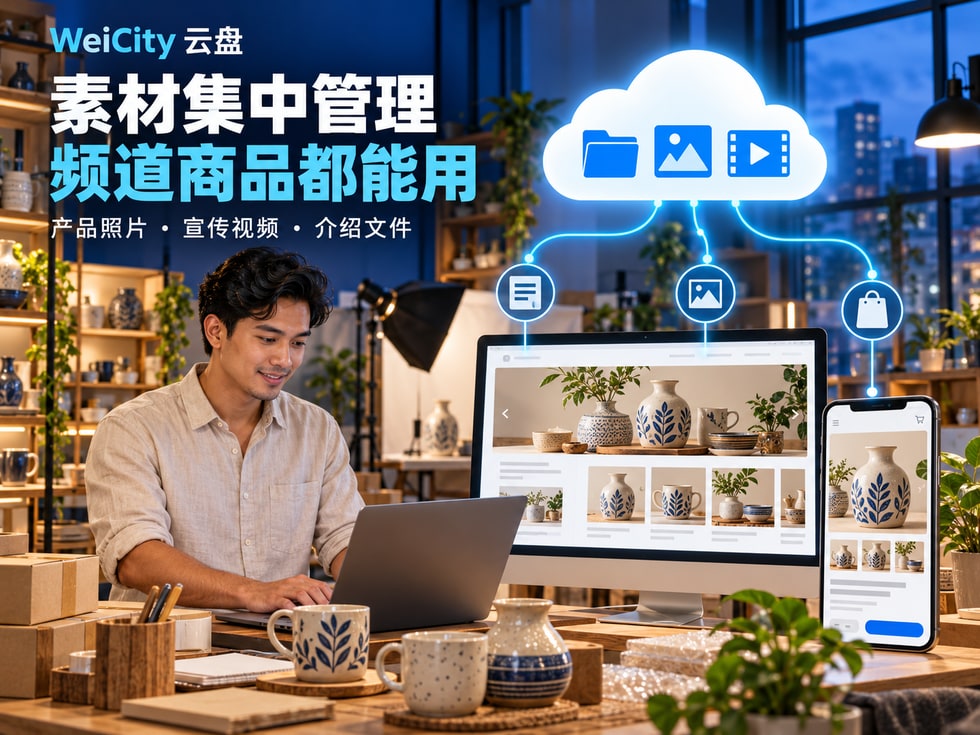 8 商家怎样用 WeiCity 云盘管理频道与商品素材？