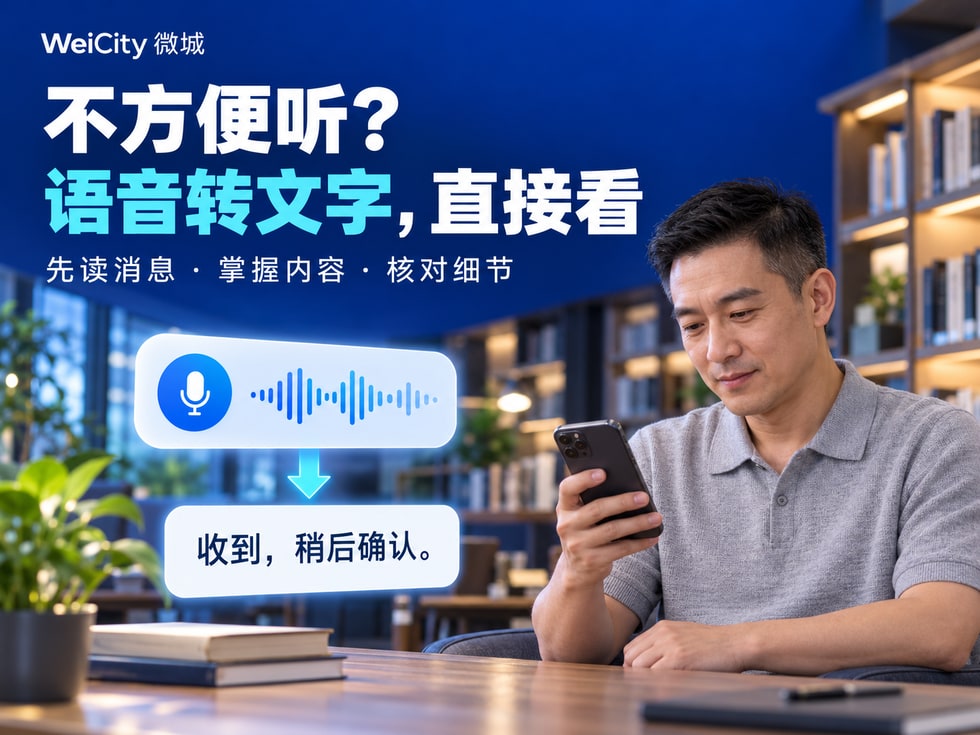 6 WeiCity 语音转文字:不方便听消息时,也能了解内容
