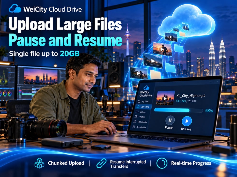 11 What to Do If a Large File Upload Is Interrupted? 20GB File and Resumable Upload Guide | WeiCity Cloud Drive