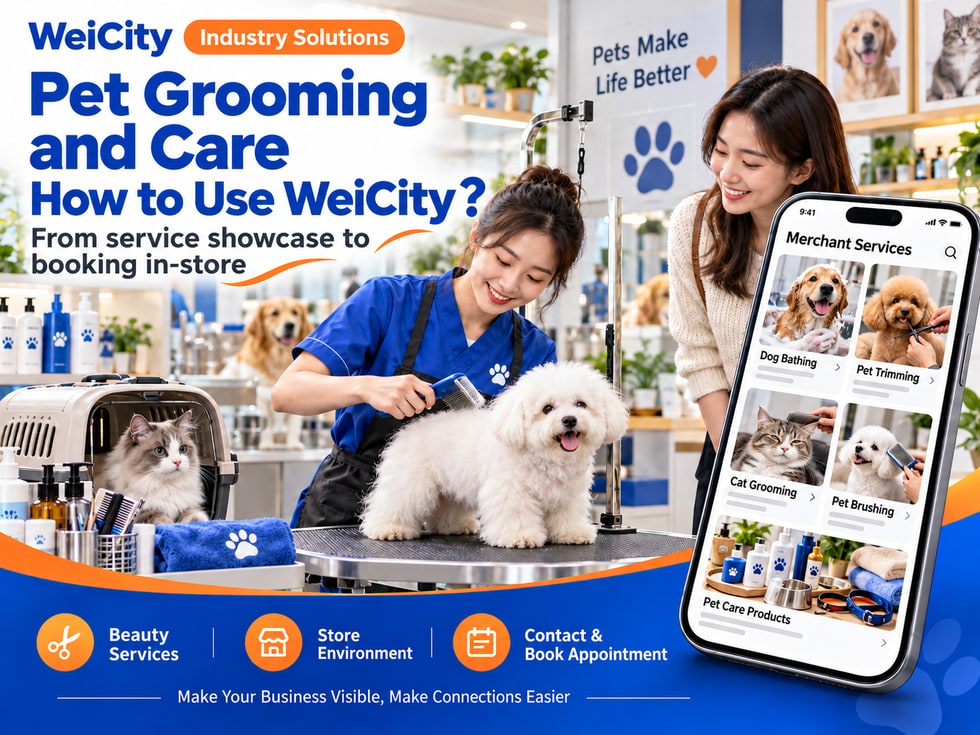 How Pet Grooming and Care Merchants Can Use WeiCity: From Service Showcase to In-Store Appointments