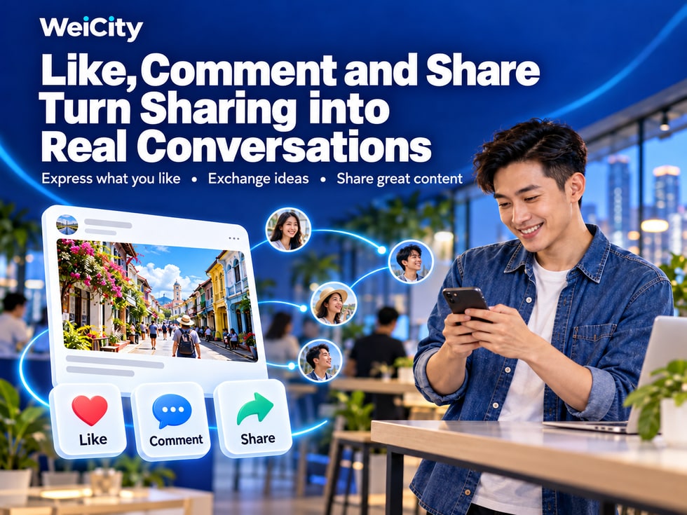 5 How do I use likes, replies and reposts on WeiCity? Start conversations around content