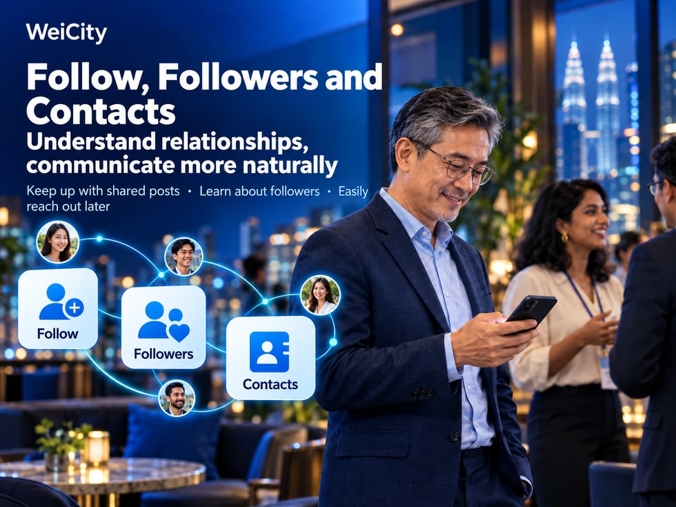 7 What is the difference between follows, followers and contacts on WeiCity? Understand different social relationships