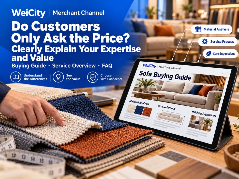 4 📝 Customers only ask how much it costs? Use the WeiCity merchant channel to explain your expertise and value
