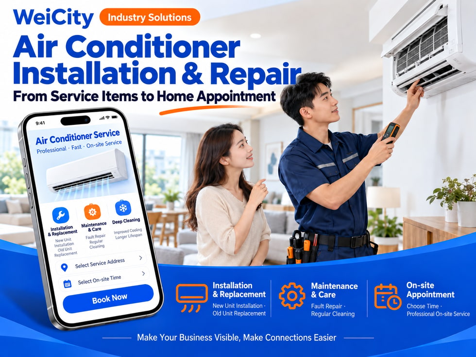 74 How Air Conditioning Installation and Repair Merchants Can Use WeiCity: From Service Offerings to On-Site Booking